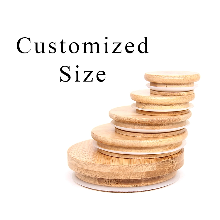 Wholesale Bamboo Lids with Straw Hole Wooden Custom 16 Oz Glass Mason Jar Lid