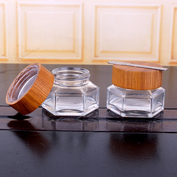 Custom Design Glass Cosmetic Packaging with Wood Lid